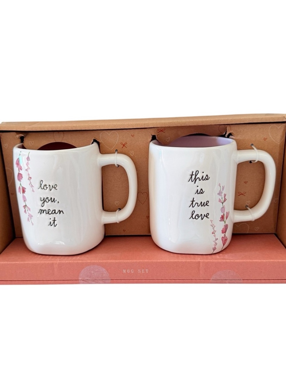 Rae Dunn Love you mean it / This is true love 2 piece ceramic mug set